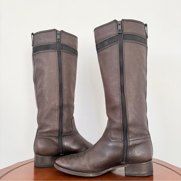 Tory Burch Tall Brown Pebbled Leather Riding Boots | US 10 - Picture 6 of 11
